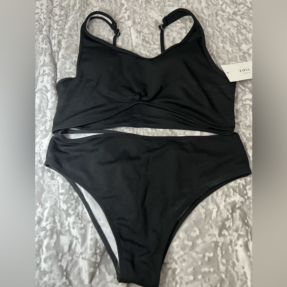Brand new Knotted Ribbed Plus Size Bikini - Green 2xl